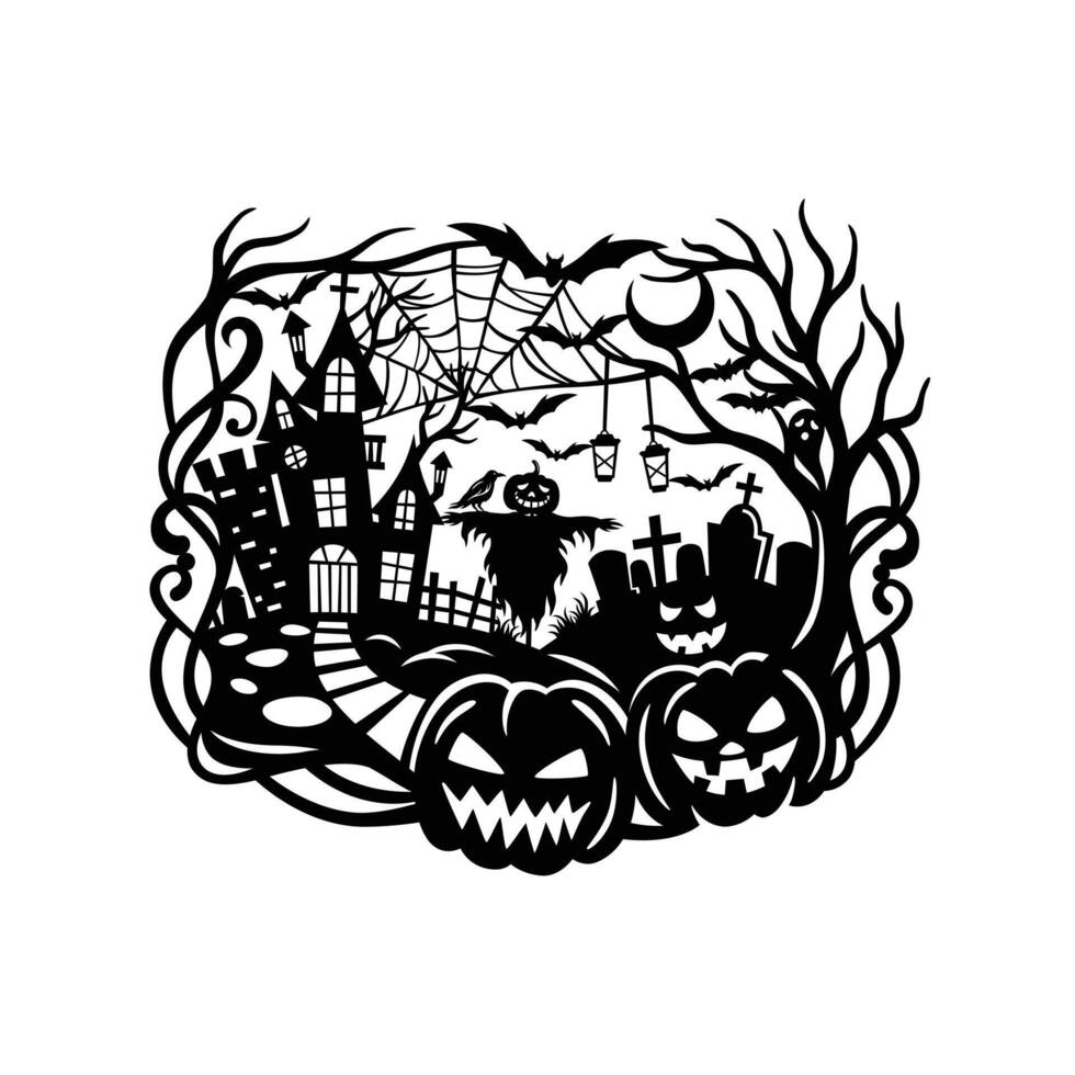 Pumpkin stencil for cutting and scrapbooking, Design Element for Thanksgiving and Halloween Holidays vector