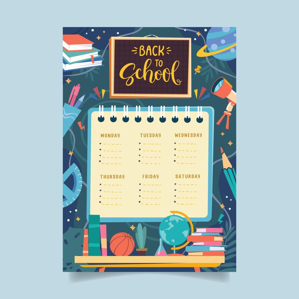 Back to school time table template vector