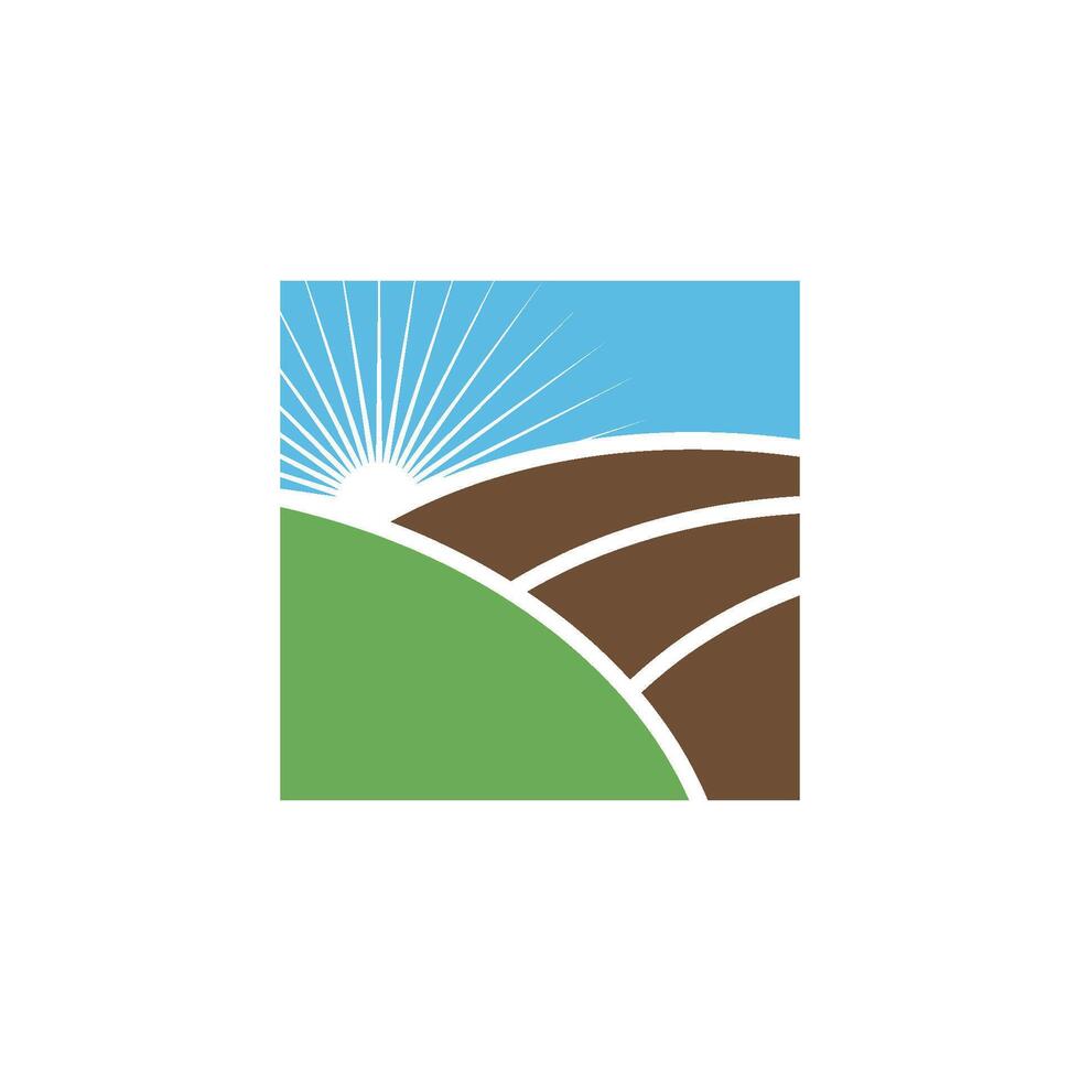 Sunshine Farm Field Logo Template Illustration Design vector