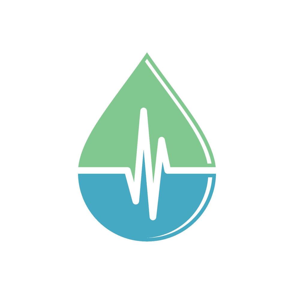 Drop Water EKG Cardiogram Icon Logo Template vector