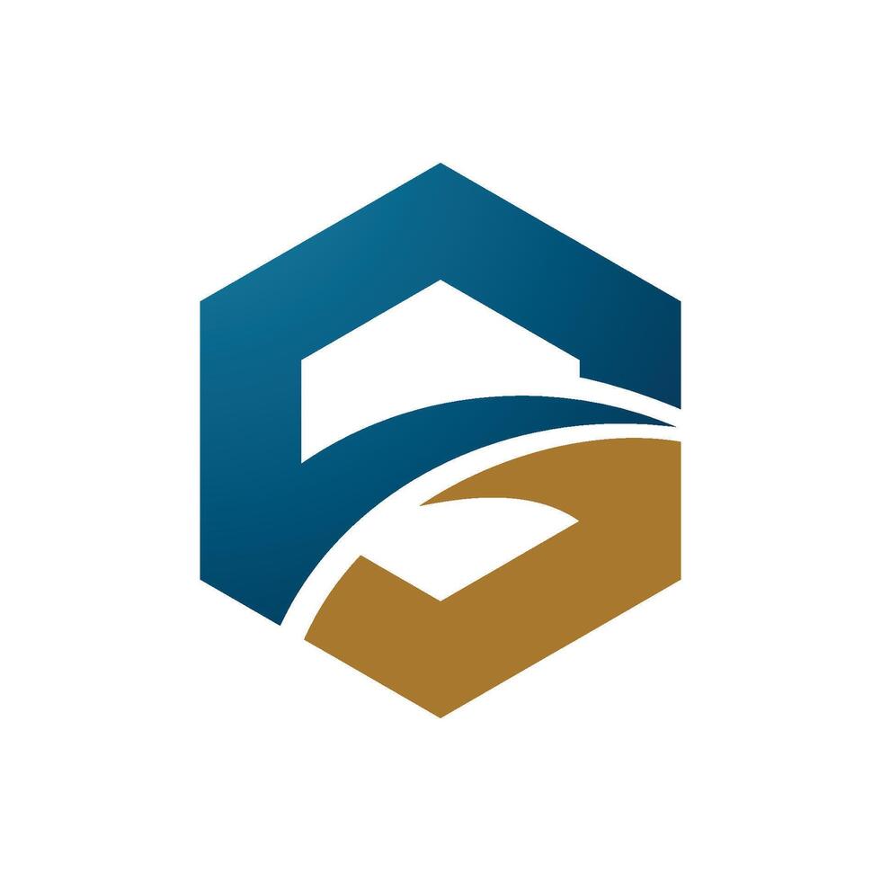 Letter G Hexagon Shape Icon Logo Template vector