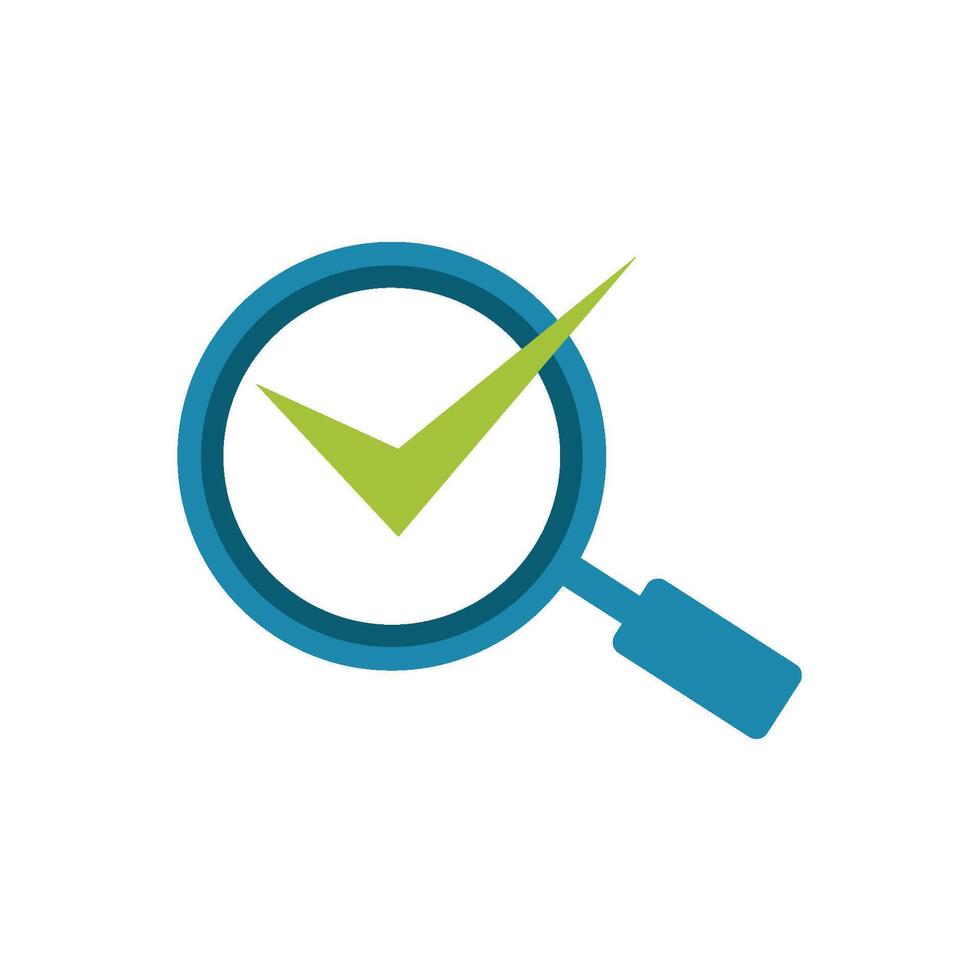 Magnifying Glass and Check Mark Icon Logo Template vector