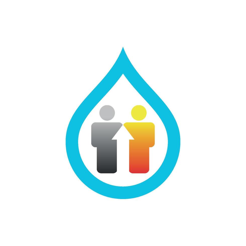 Drop Water with Human Shape Icon Logo Template vector
