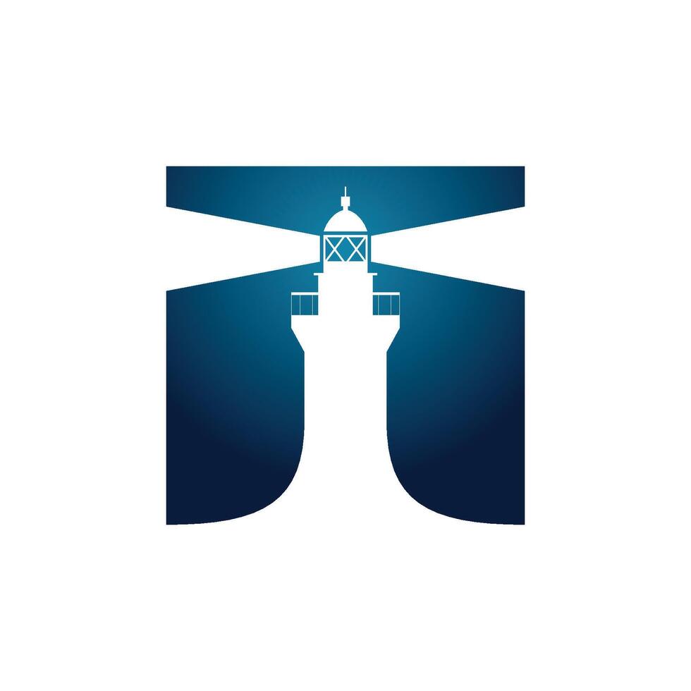 Beacon, Lighthouse in Square Icon Logo Template vector