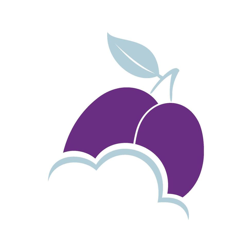 Plum and Cloud Fruit Icon Logo Template vector