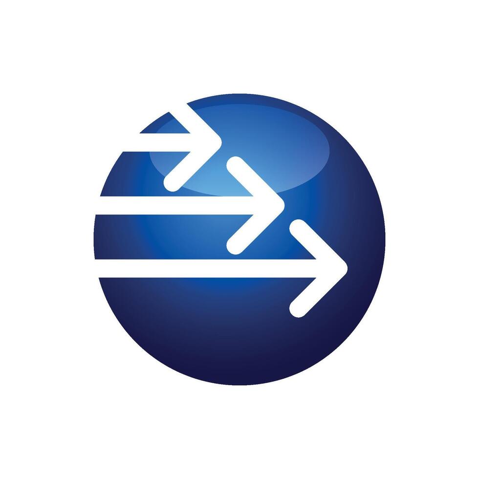 Blue Globe with Forward Arrow Icon Logo Template vector