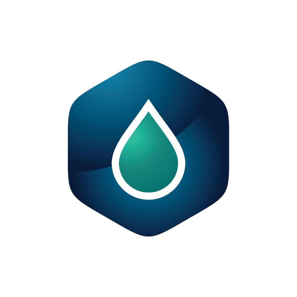 Drop Water Hexagon Shape Logo Template Illustration Design vector