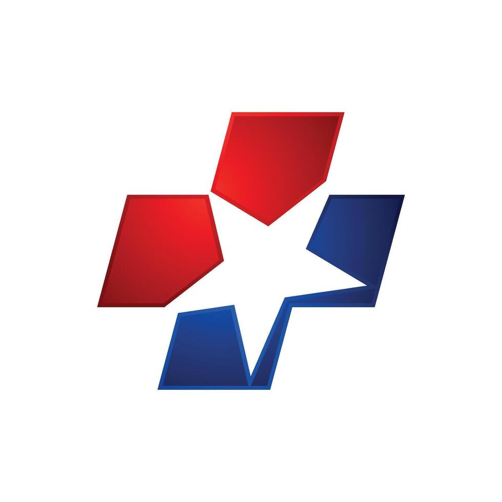 Star and Cross Icon Logo Template vector