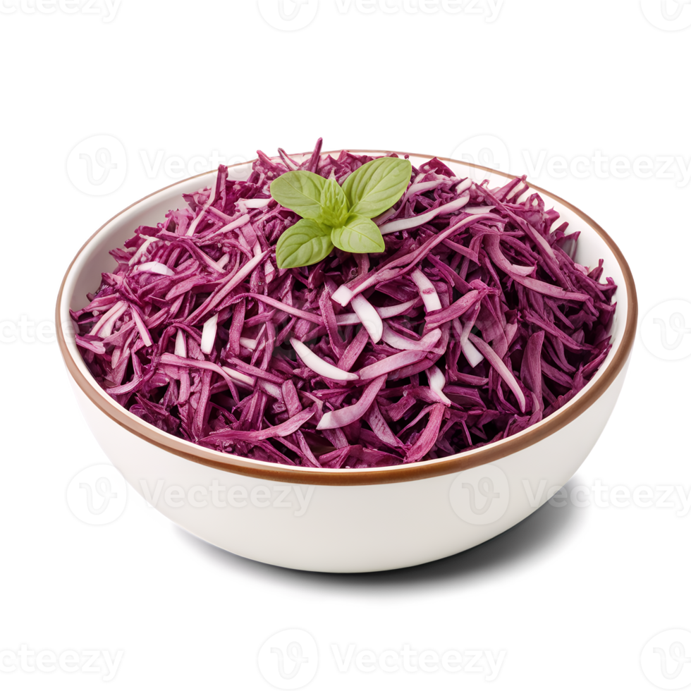 A bowl of red cabbage with a mint leaf png