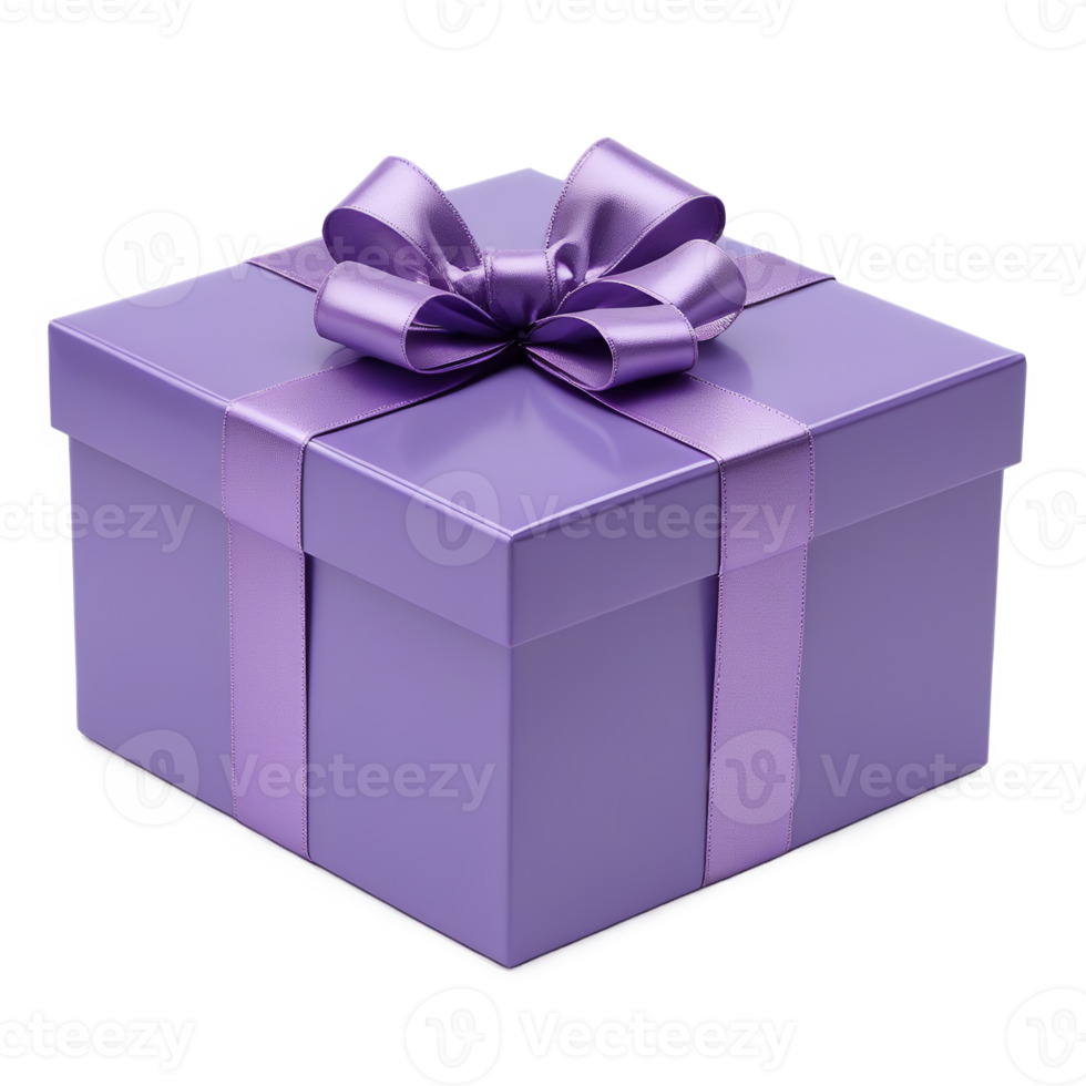 A purple gift box with a bow on it png