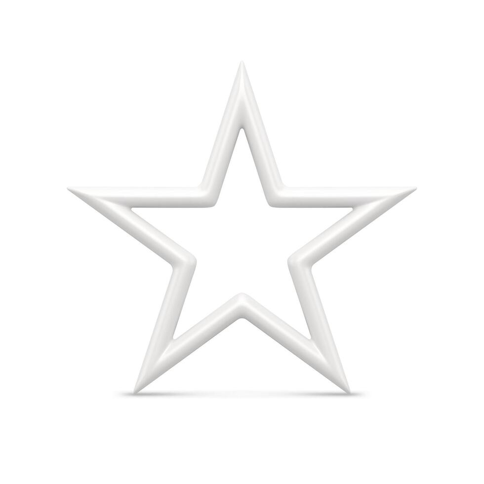 Five pointed white star 3d illustration vector