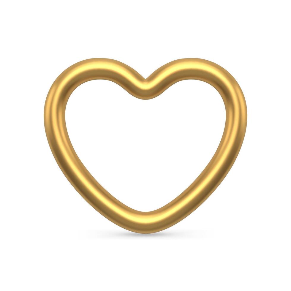 Cute golden heart shape 3d realistic illustration vector