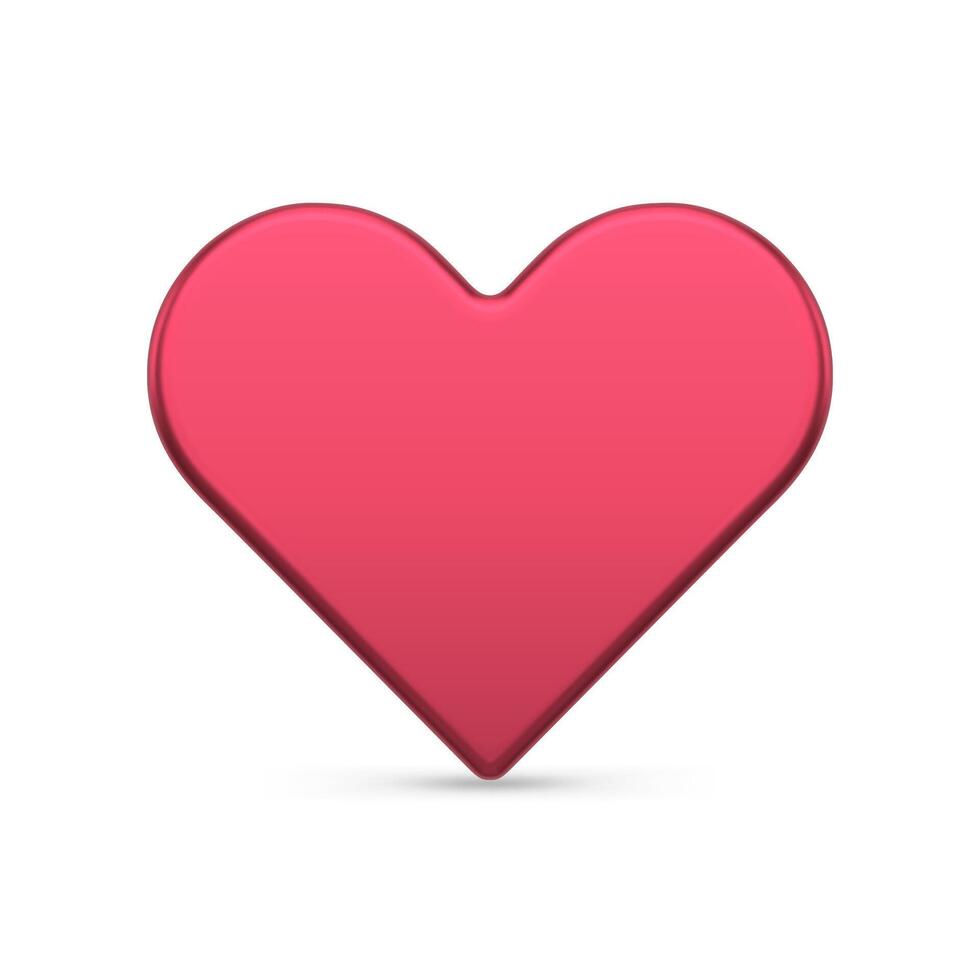 Red heart shape symbol of love realistic 3d illustration. vector