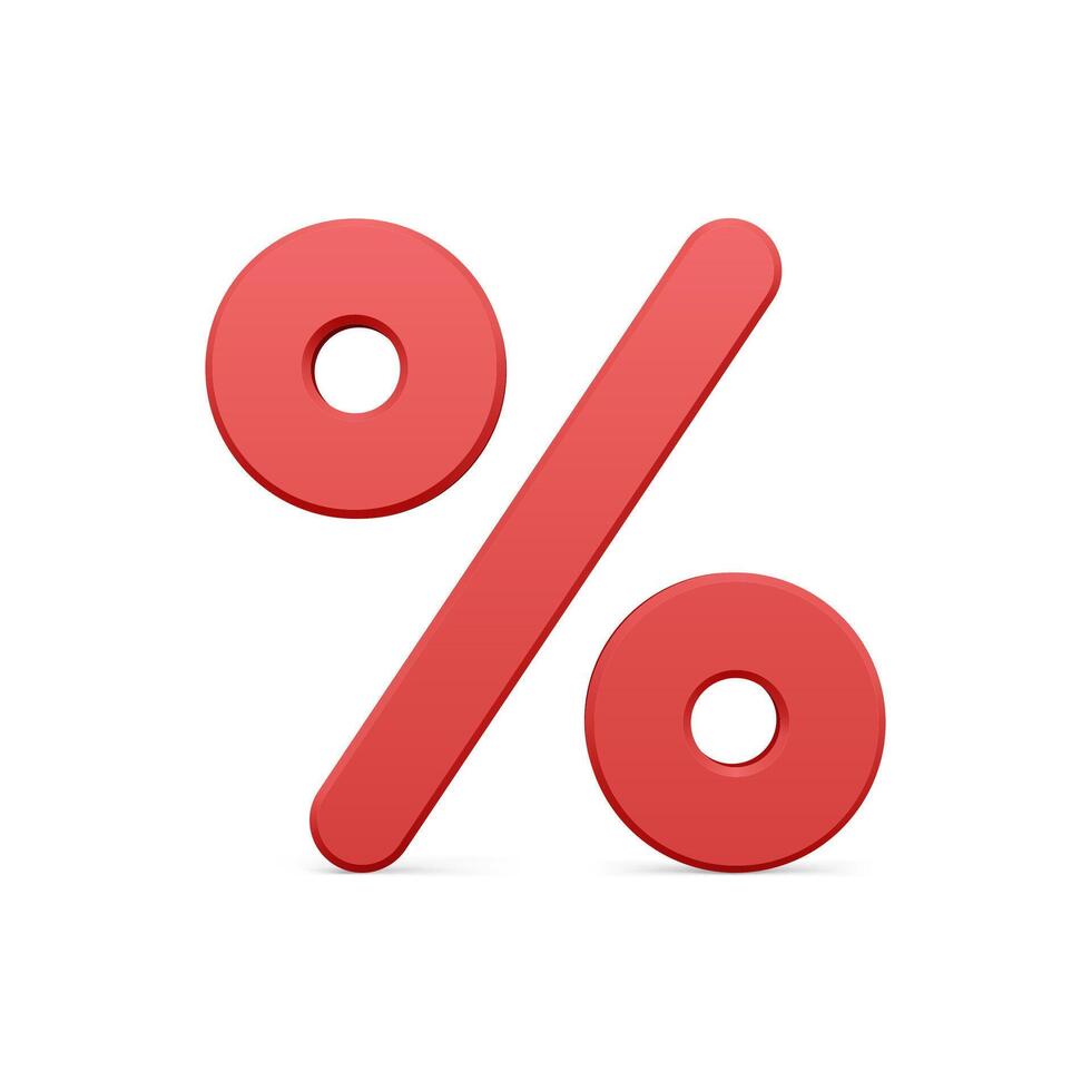 Red percentage 3d symbol realistic illustration vector