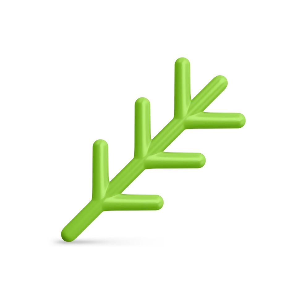 Vertical green branch with sharp needles realistic illustration vector