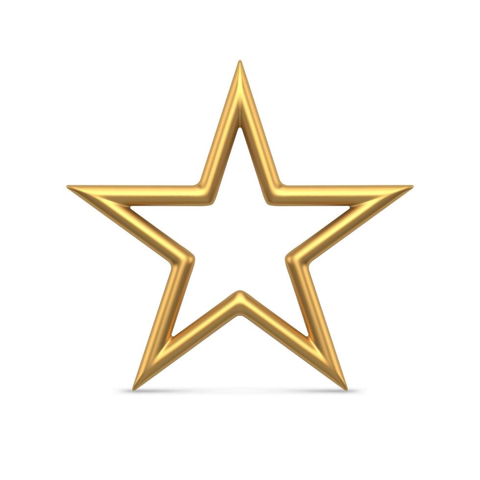 Golden star metallic surface 3d template illustration vector