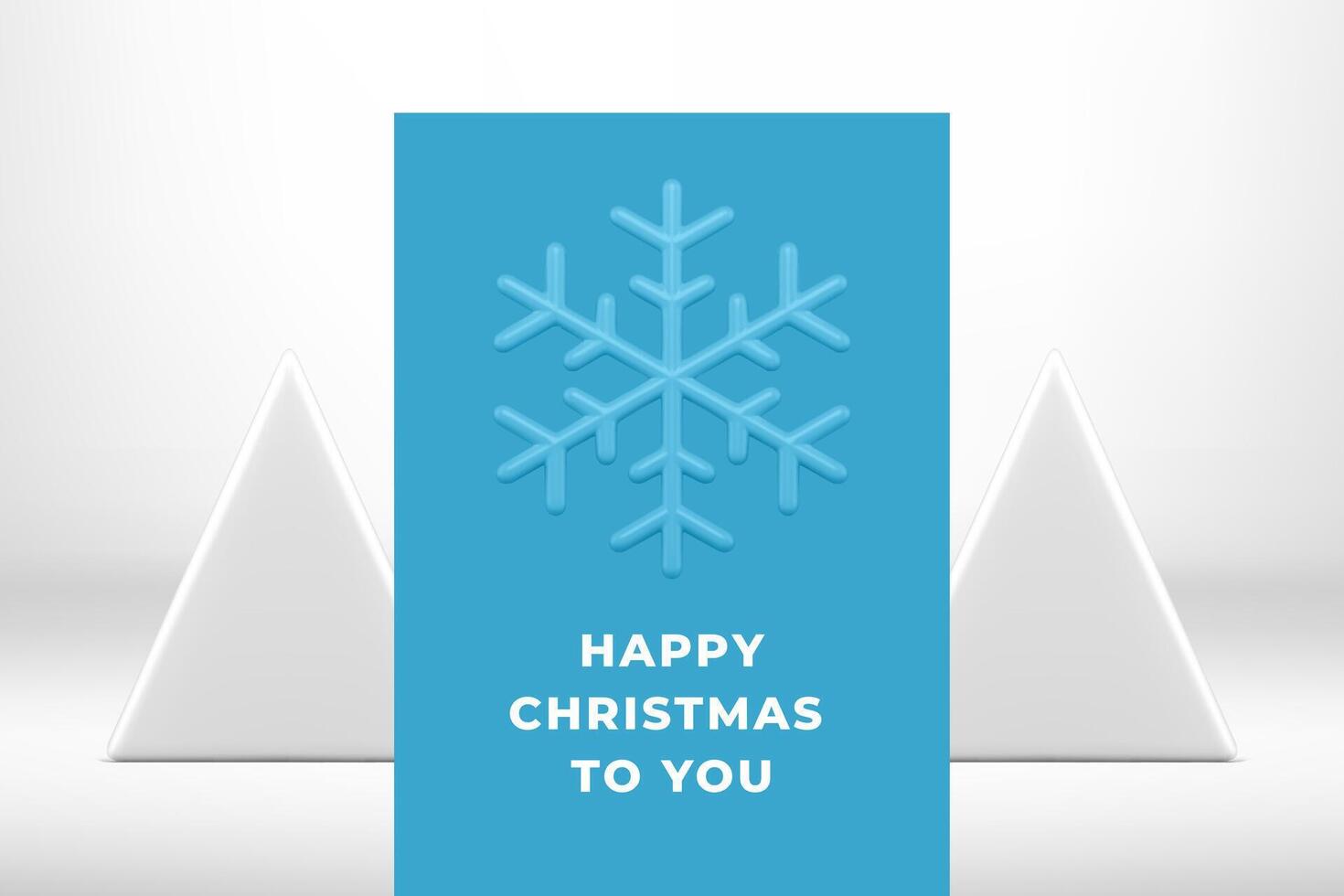 Happy Christmas blue greeting card template best wishes winter holiday realistic 3d icon vector