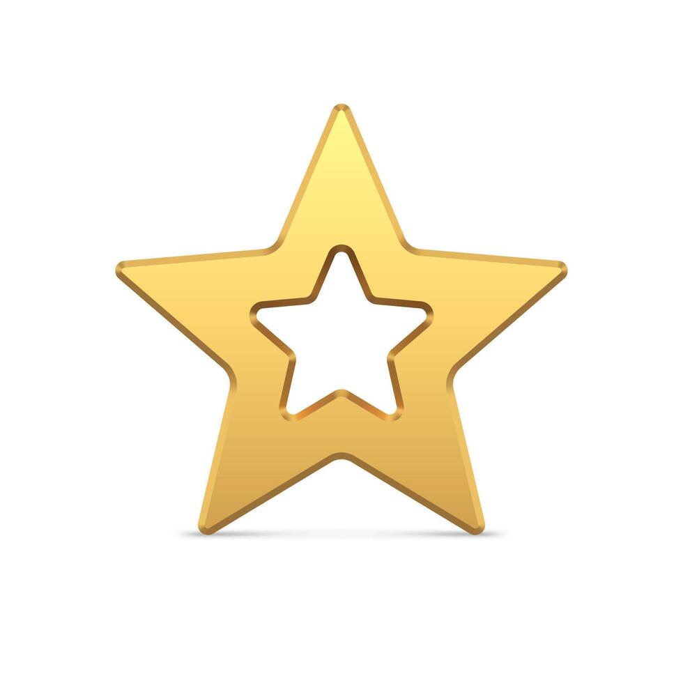 Bright luxury golden five pointed star border angled metallic surface 3d illustration vector