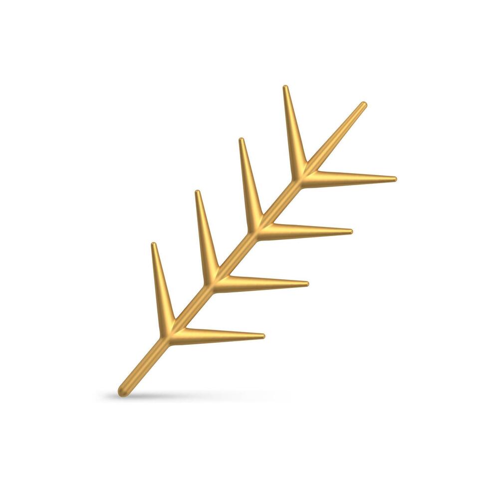 Realistic artificial coniferous branch with needles vertical stick metallic glossy design vector