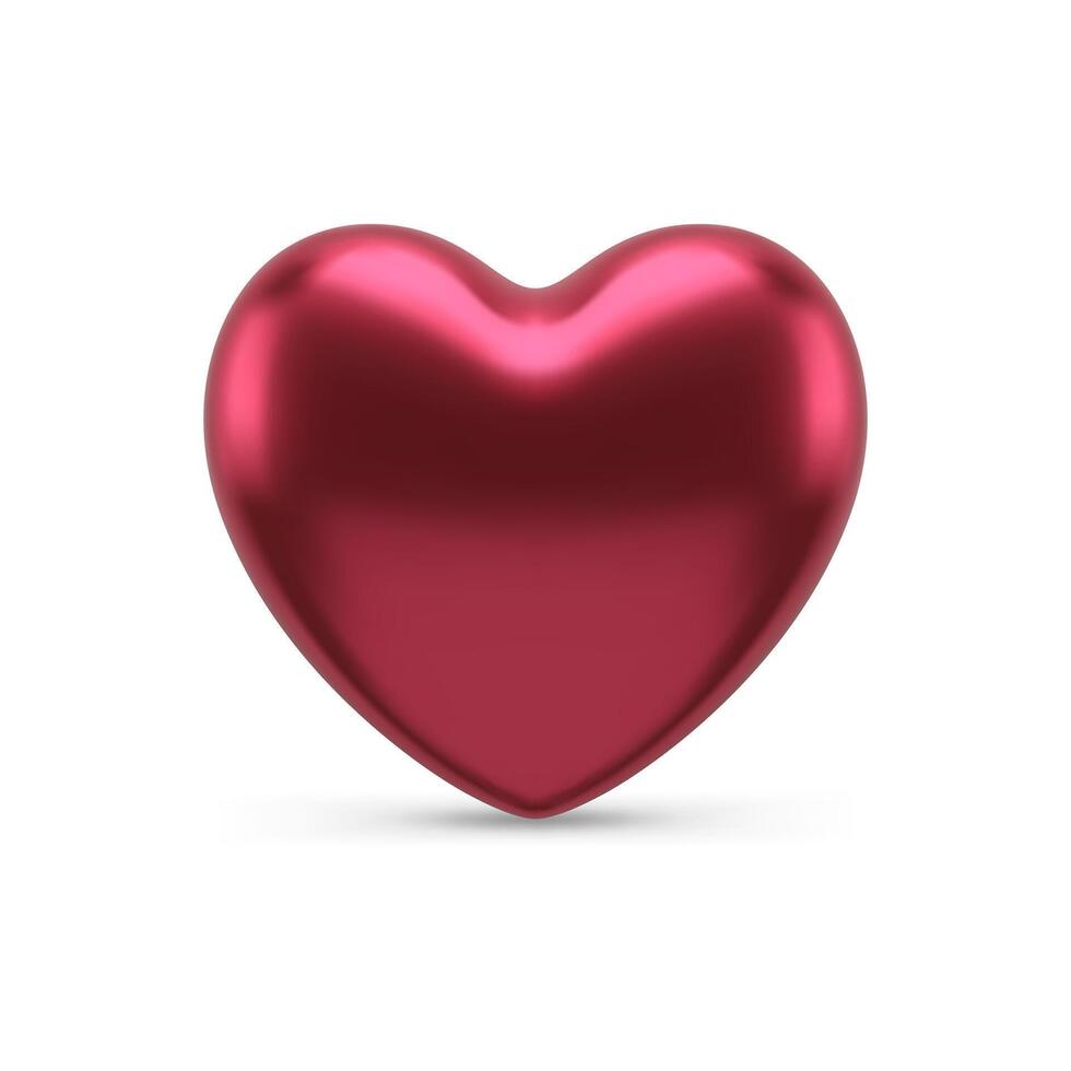Red heart shape symbol of love realistic 3d illustration vector