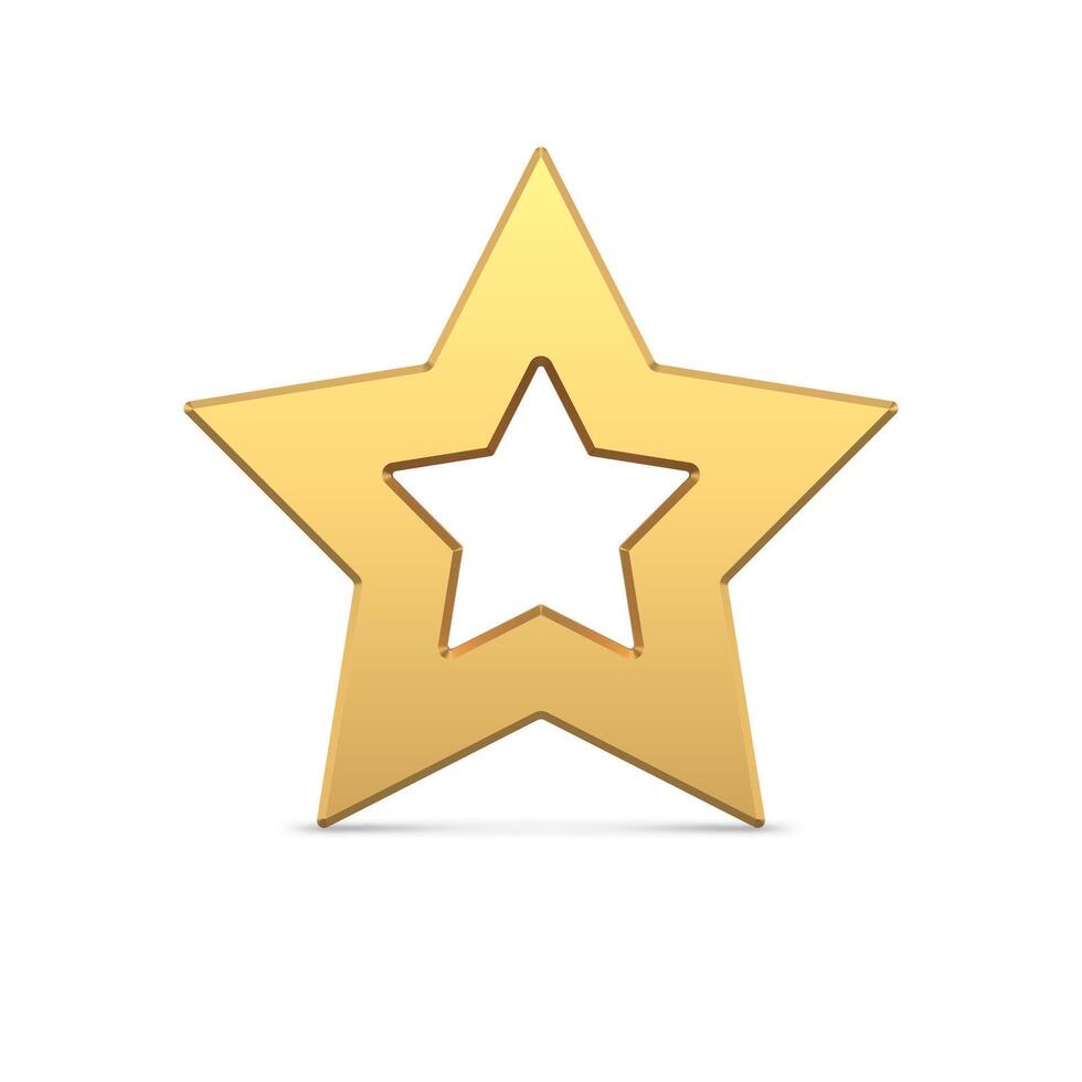 Bright luxury golden five pointed star border angled metallic surface 3d illustration vector