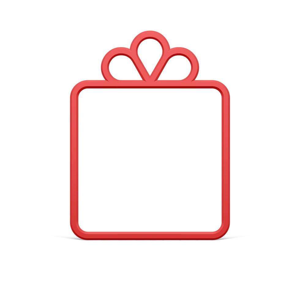 Classic red present cardboard shape decorative bauble Christmas celebrating realistic vector
