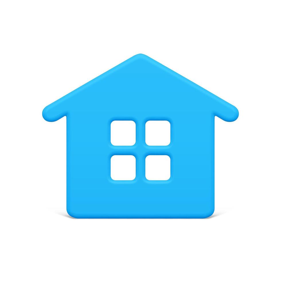 Front view cute classic blue hut 3d Christmas tree bauble decorative design vector