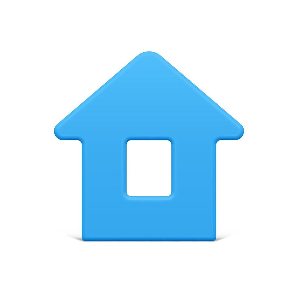 Minimalist blue countryside house with window and triangle roof front view Christmas bauble 3d vector