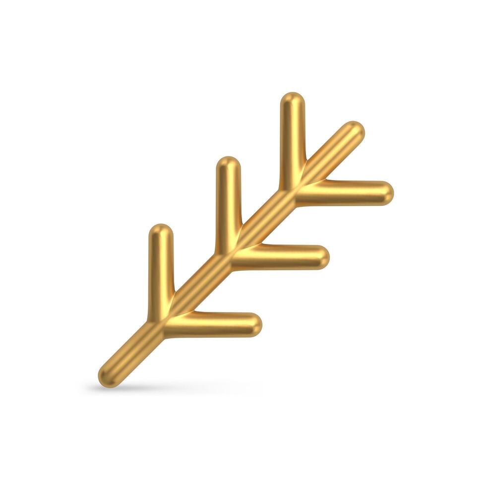 Realistic golden coniferous branch with needles illustration vector