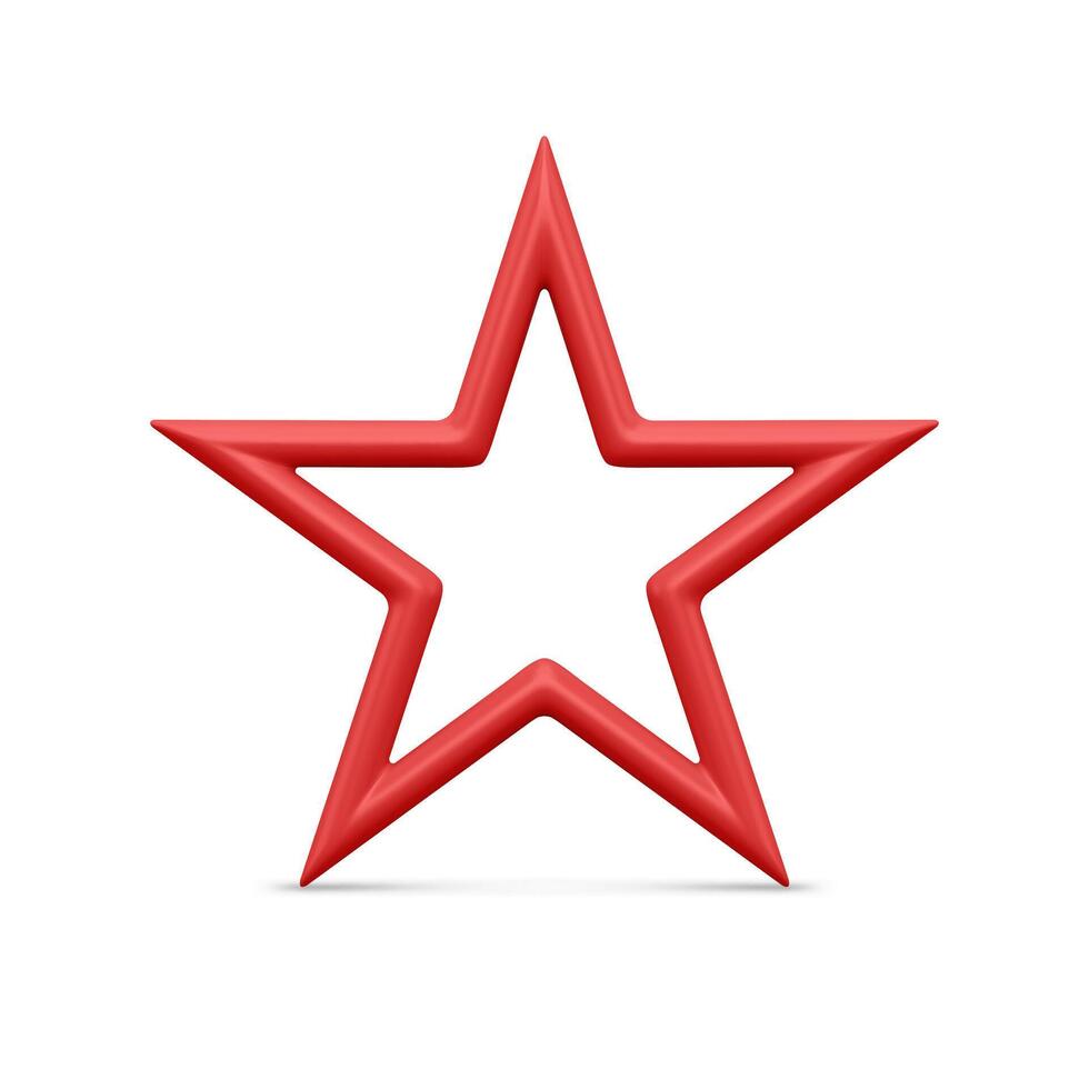 Five pointed red star 3d illustration vector