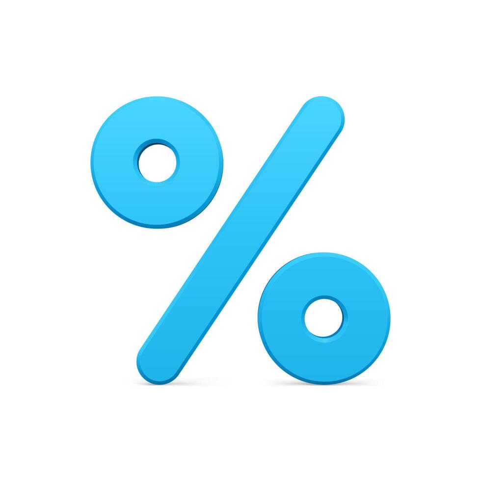 Blue percentage 3d symbol realistic illustration vector