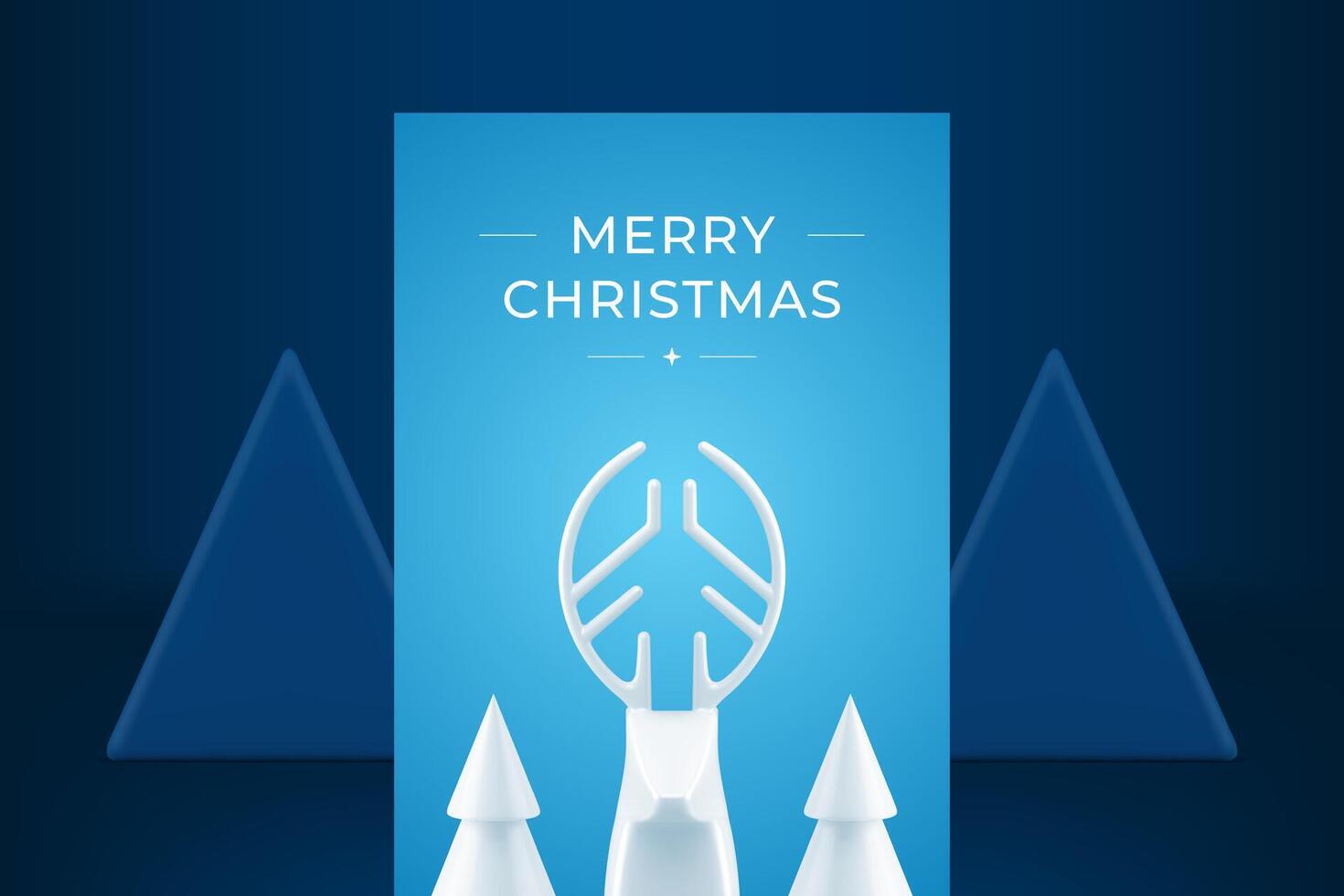Merry Christmas blue modern premium greeting card realistic 3d icon illustration vector