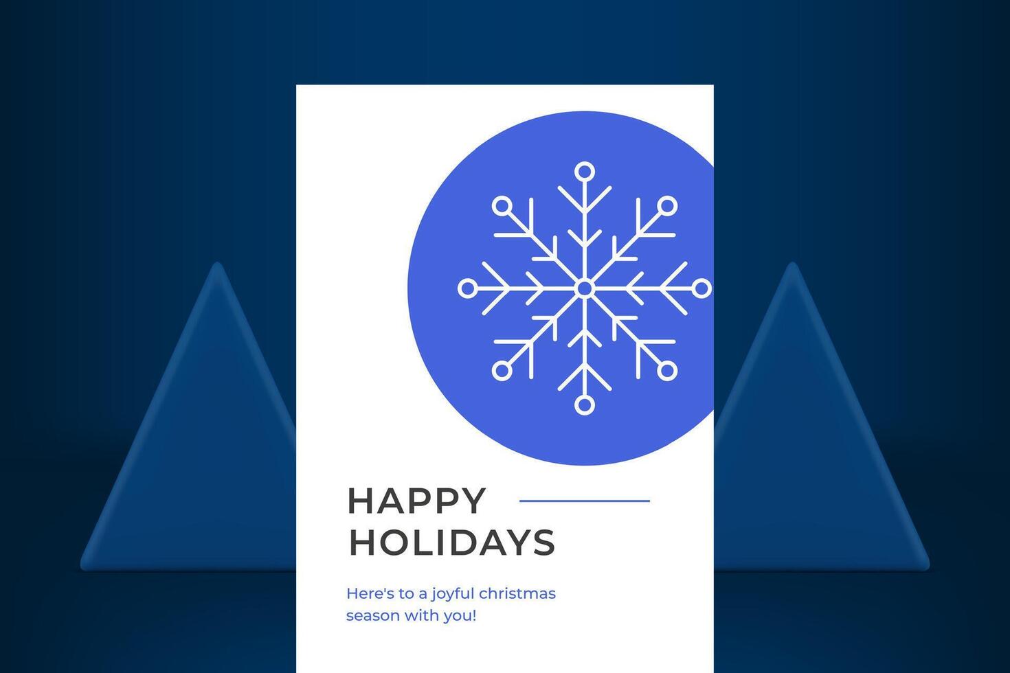 Happy New Year blue snowflake decorative greeting card template illustration. Merry Christmas vector