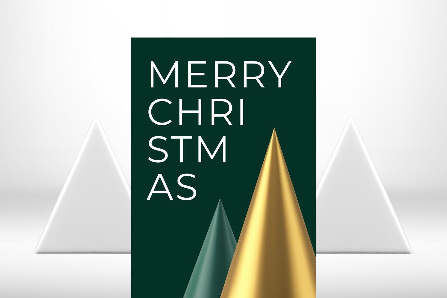 Happy New Year greeting card geometry cone shape modern design realistic 3d icon vector