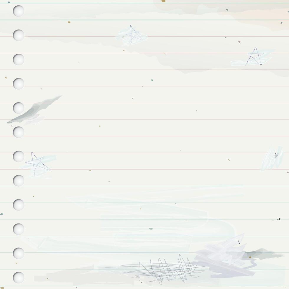 Used old notebook paper square background with stained effect graphic illustration have blank space. vector