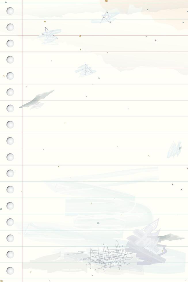 Used old notebook paper vertical background with stained effect graphic illustration have blank space. vector