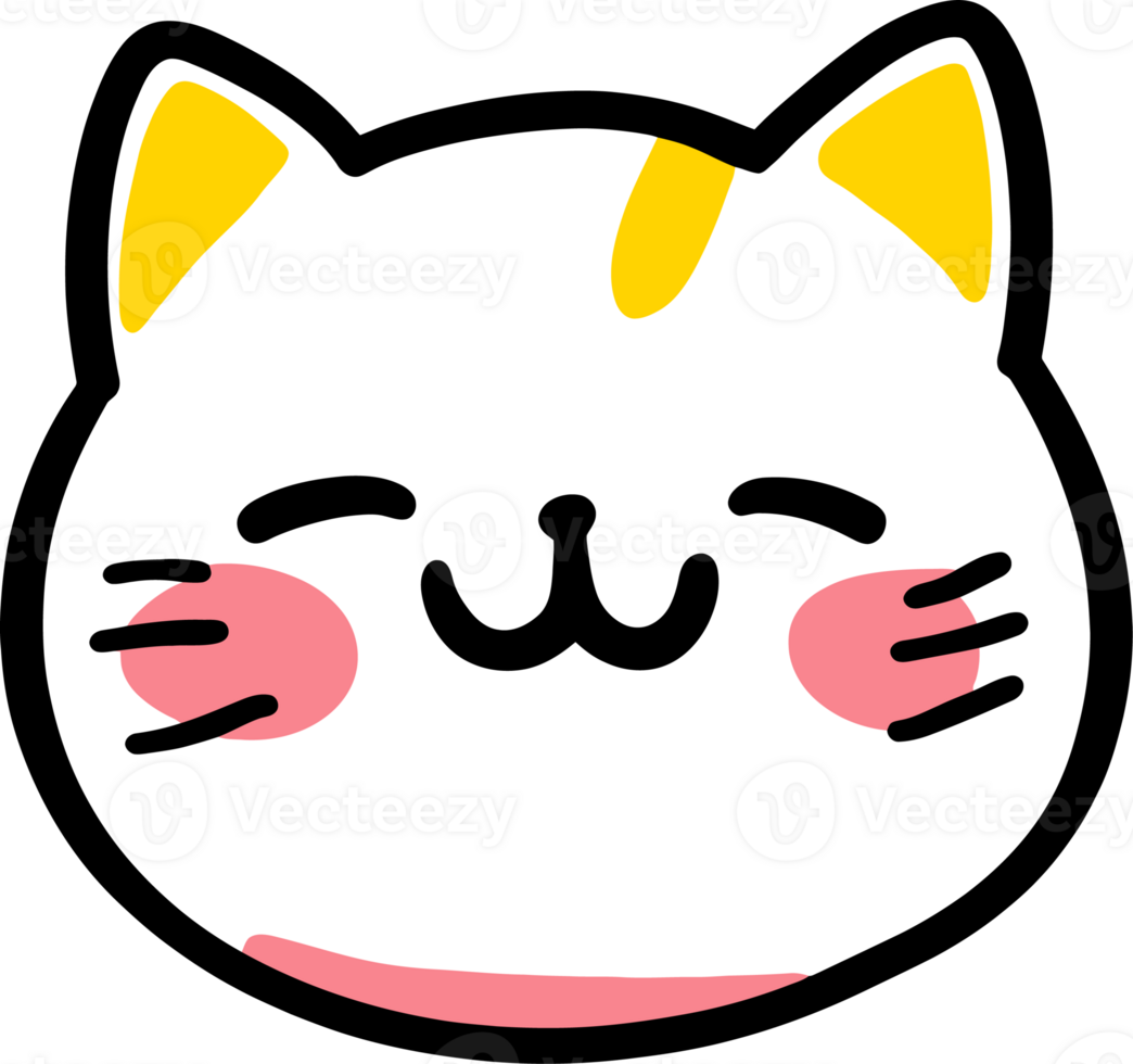 Cute Cartoon Cat Emoji with Smiling Face and Blushing Cheeks png