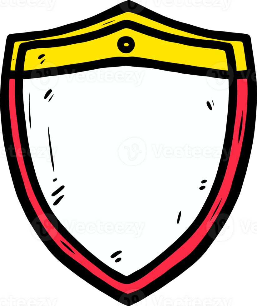 Illustrated Shield Icon with Yellow Top and Red Border for Security and Protection Themes png