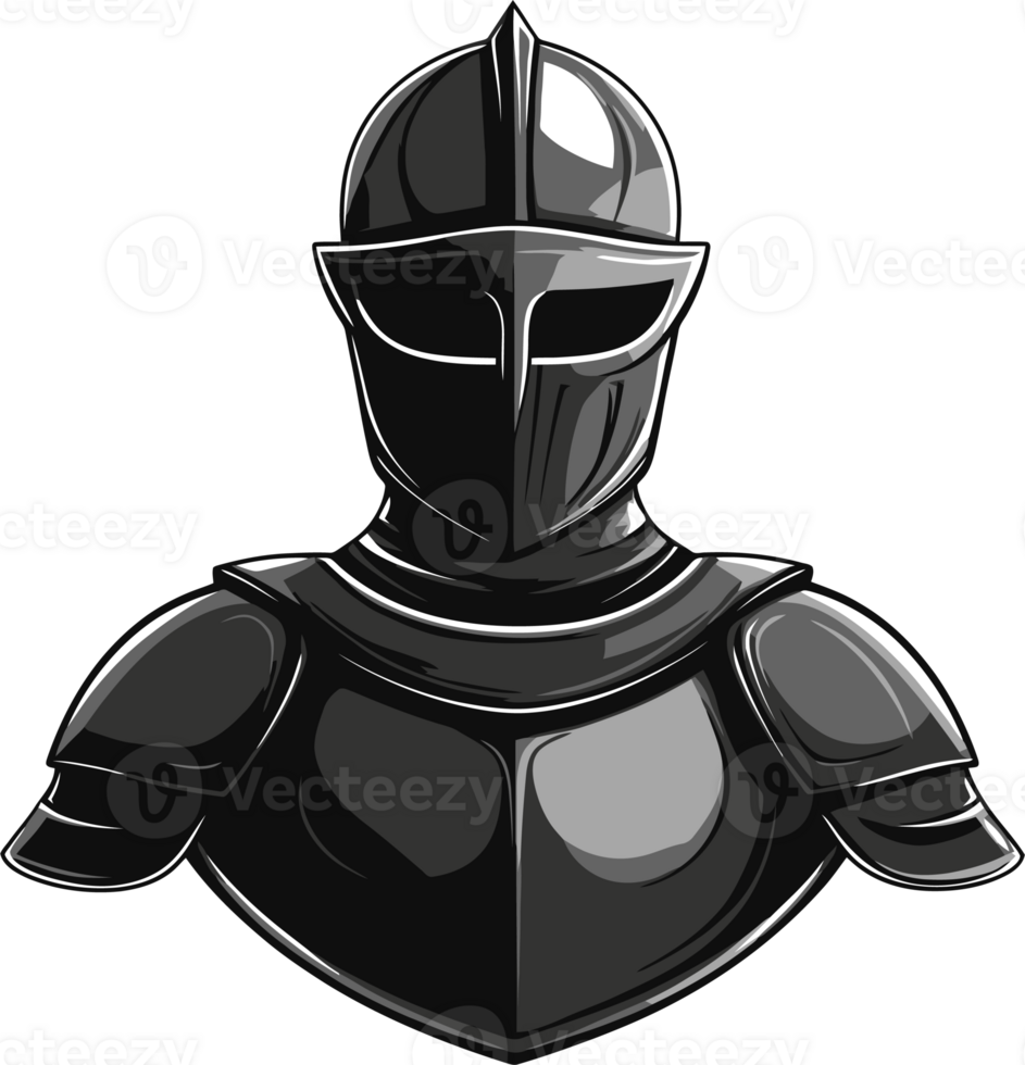 Medieval Knight Armor Illustration - Detailed Black and White Artwork png