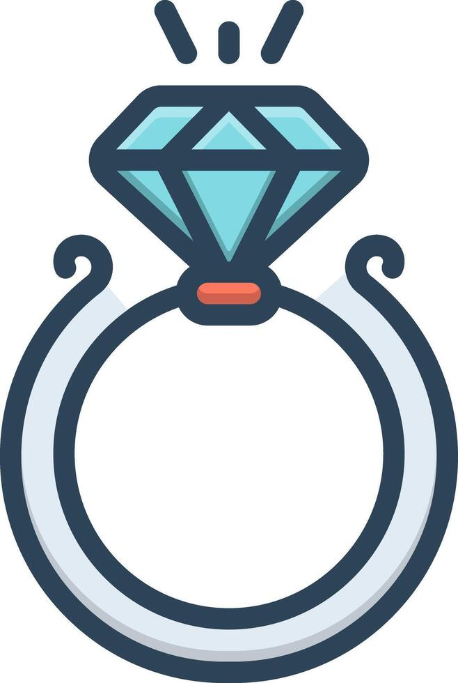 Color icon for diamond ring vector