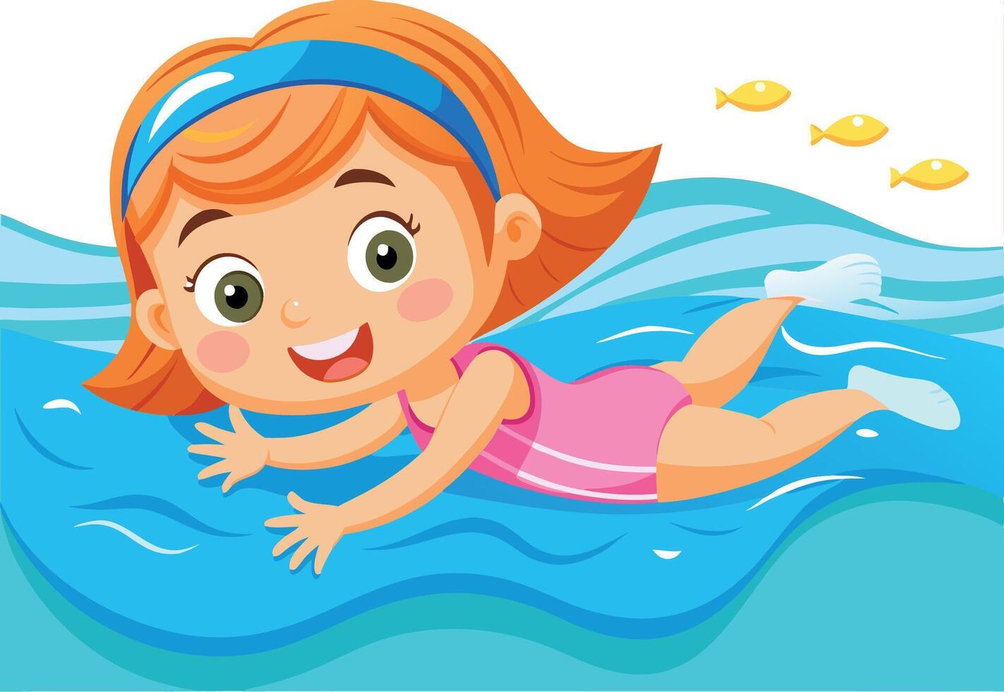 Young girl enjoying a swim in the ocean vector