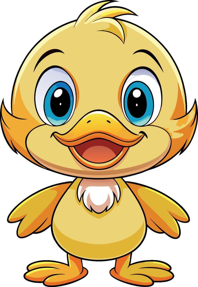 Happy cartoon duckling smiling and standing vector