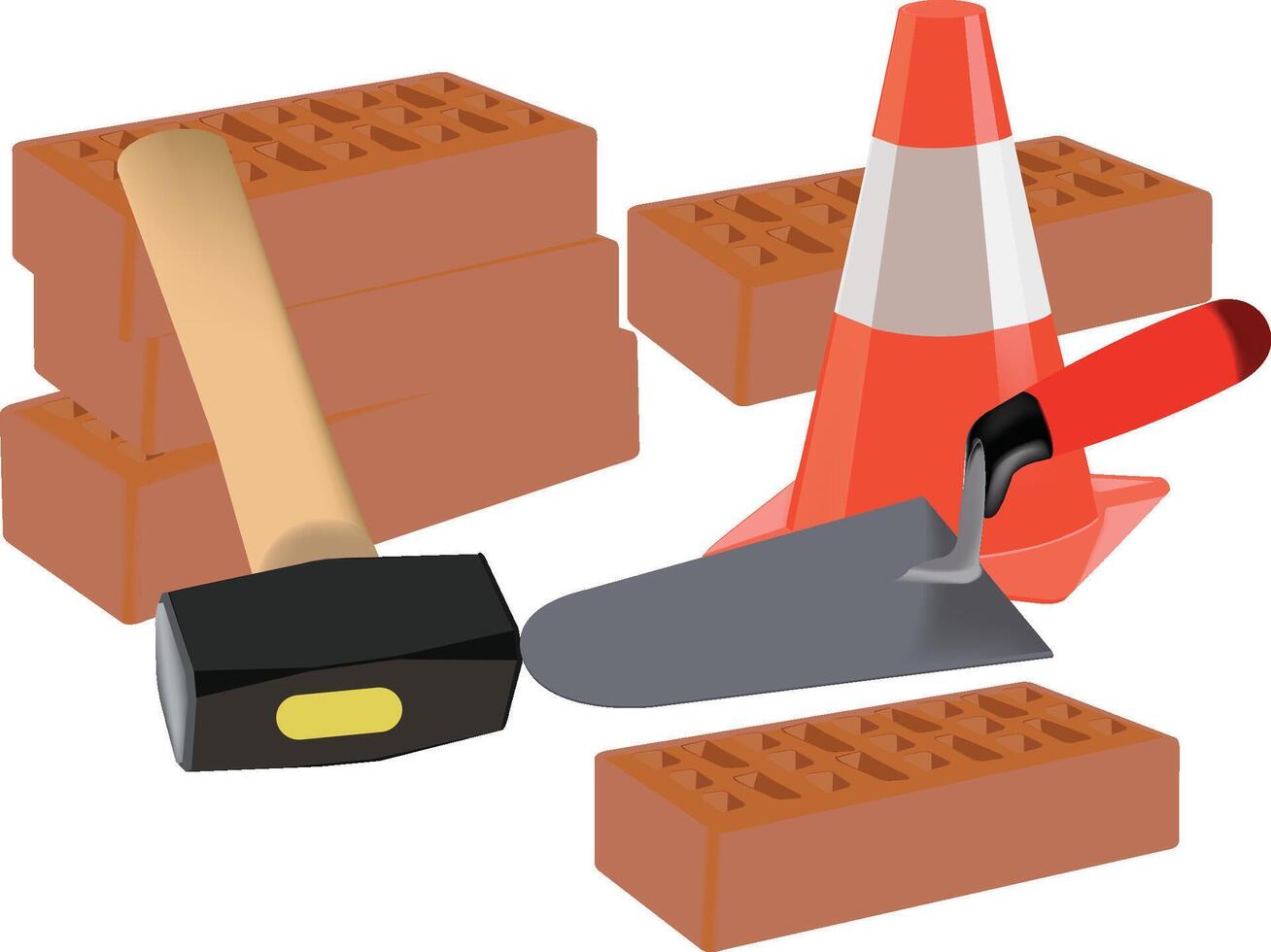 Construction site tools creating a new building vector