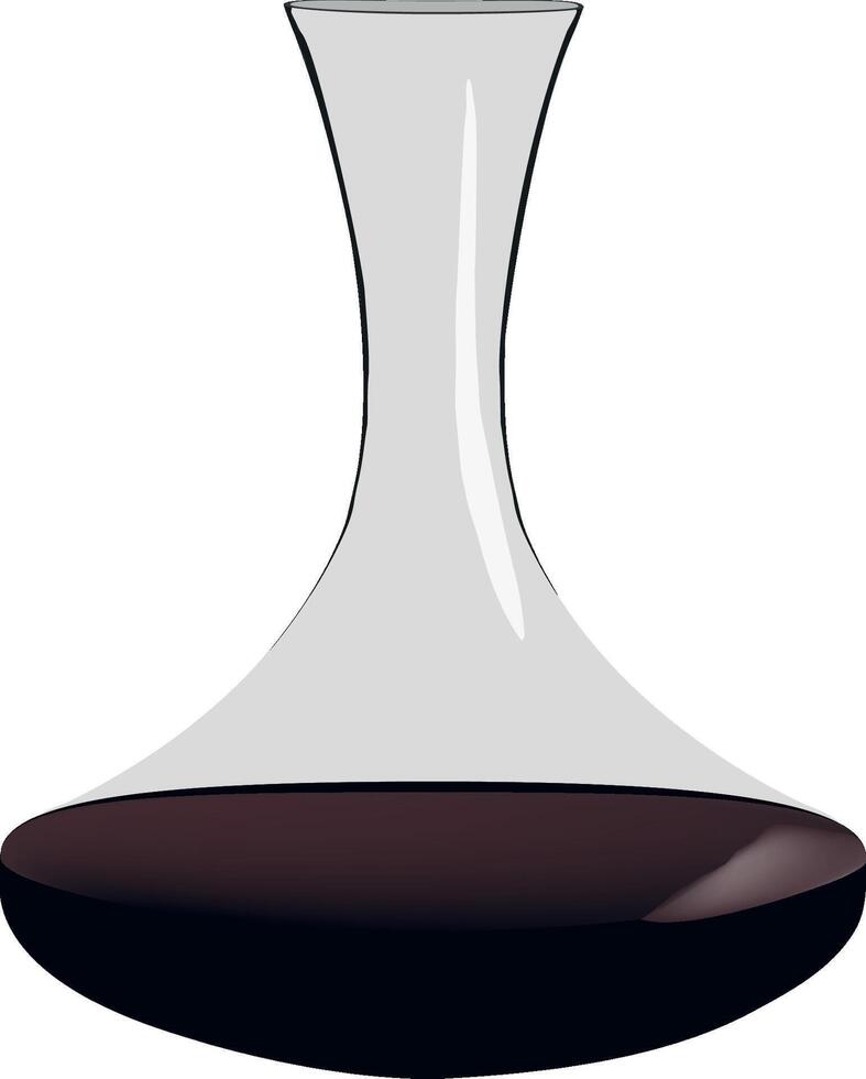 Elegant wine decanter filled with red wine on white background vector
