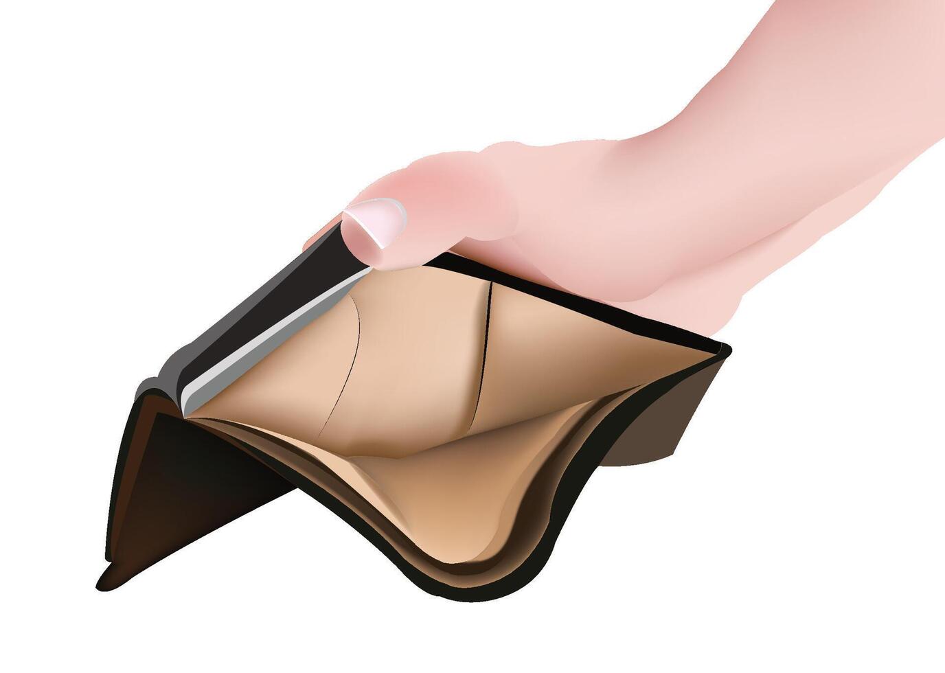Woman holding empty wallet showing financial problem vector