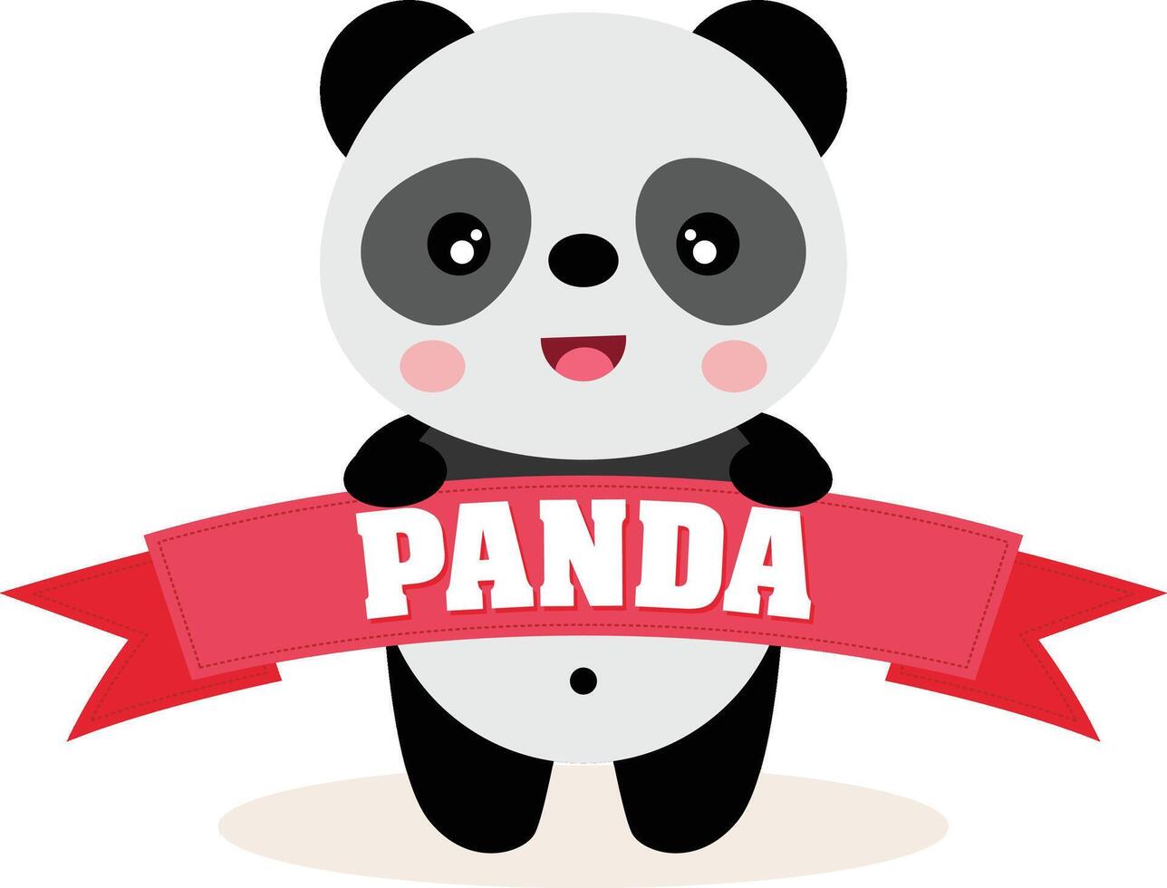 Cute panda holding a ribbon banner vector