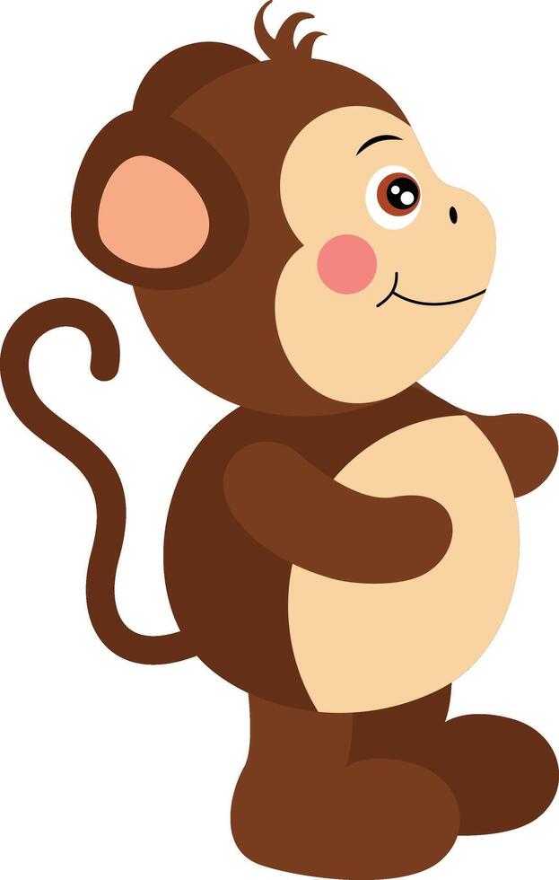 Cute monkey standing isolated on white vector