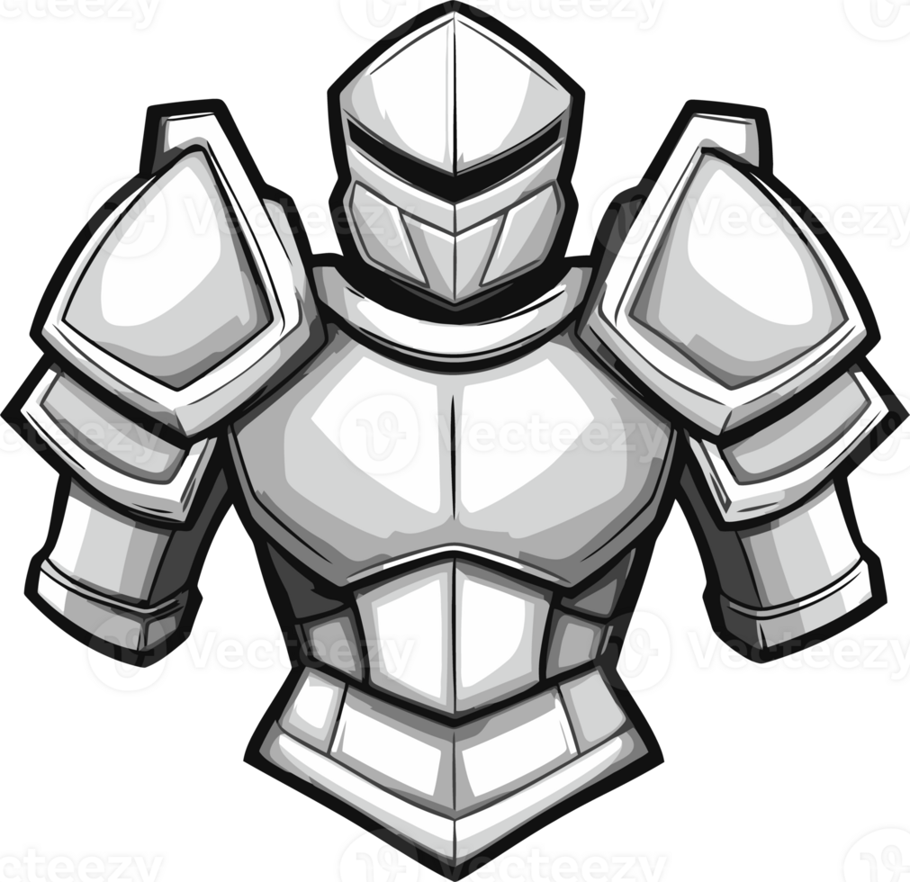 Medieval Knight Armor Illustration - Detailed Plate Armor Design with Helmet png