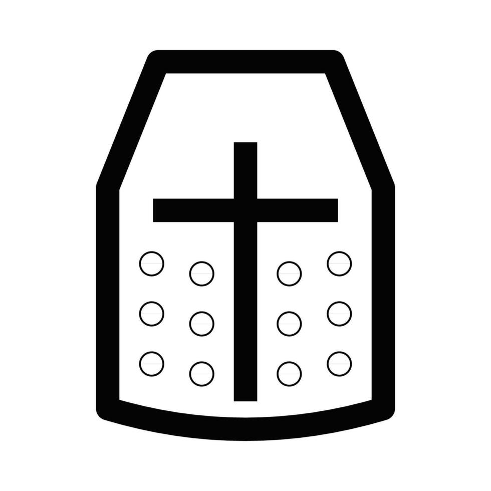 Illustration of a crusader helmet icon, perfect for medieval, knight, history, or warrior-themed designs. Editable stroke. vector