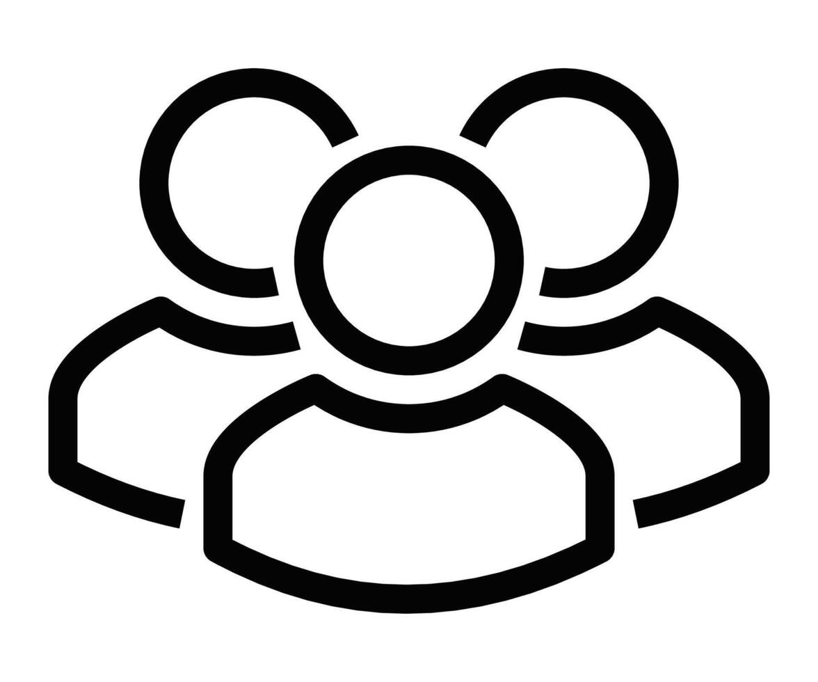 Illustration of a group of people icon, symbolizing team, community, or social connections. Editable stroke. vector